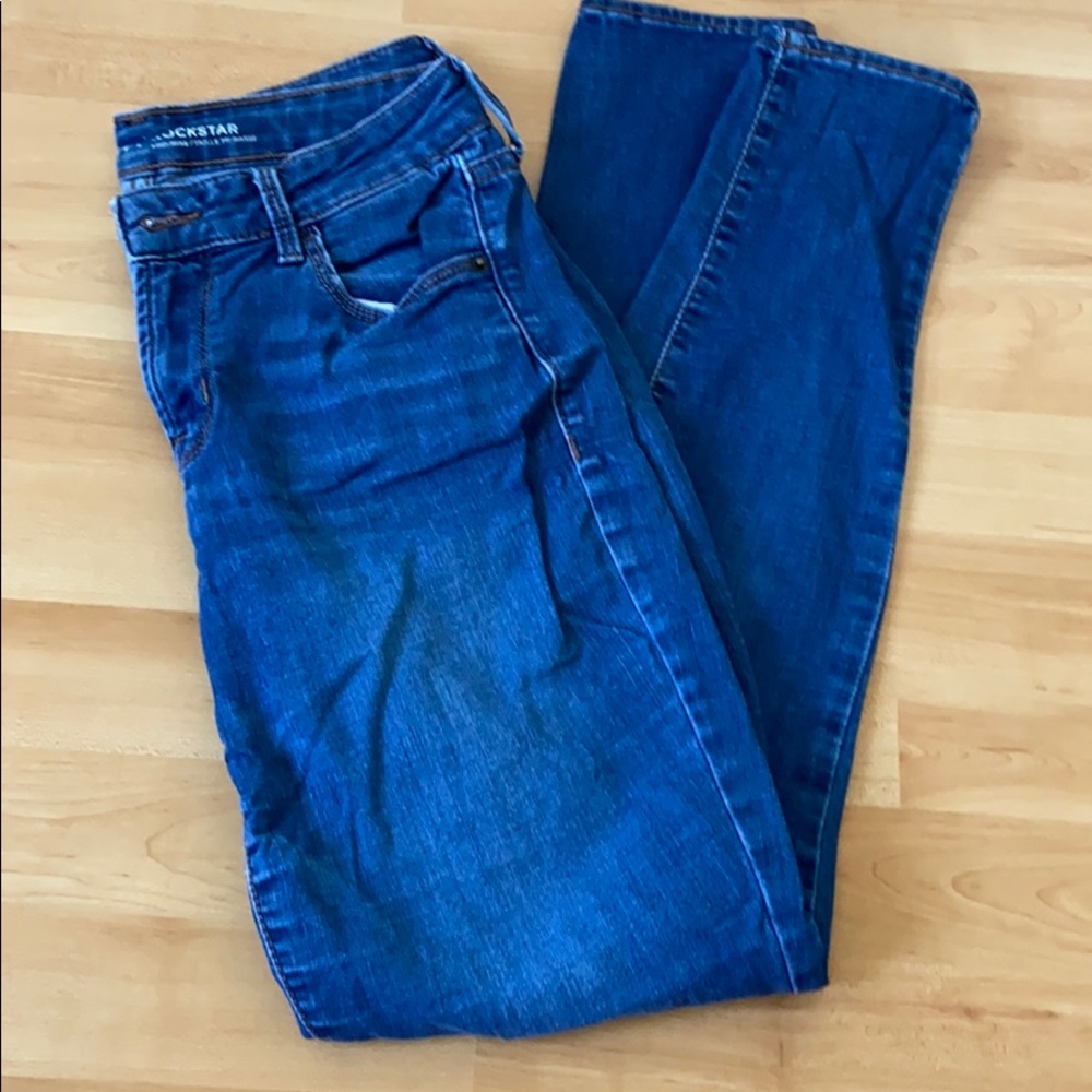 Rockstar Mid-Rise Skinny Blue Jeans